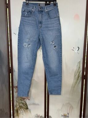 Levi’s SilverTab Mom Jean Women’s W27 L27 Light Wash Distressed Straight Jeans
